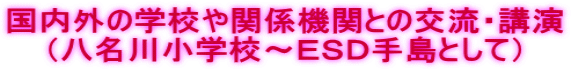 国内外の学校や関係機関との交流・講演 （八名川小学校～ＥＳＤ手島として）